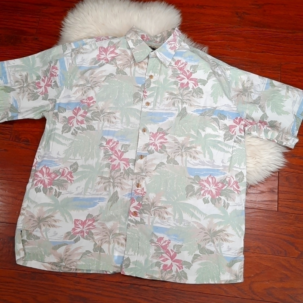 Cooke Street Hawaiin Print Collared Button Up Shirt